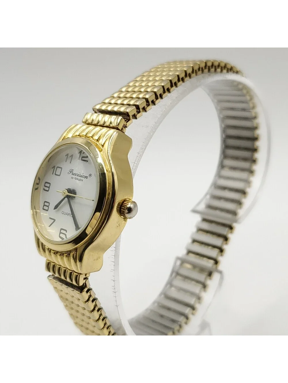 Gruen Precision Quartz Watch Women 24mm White Date Dial New Battery